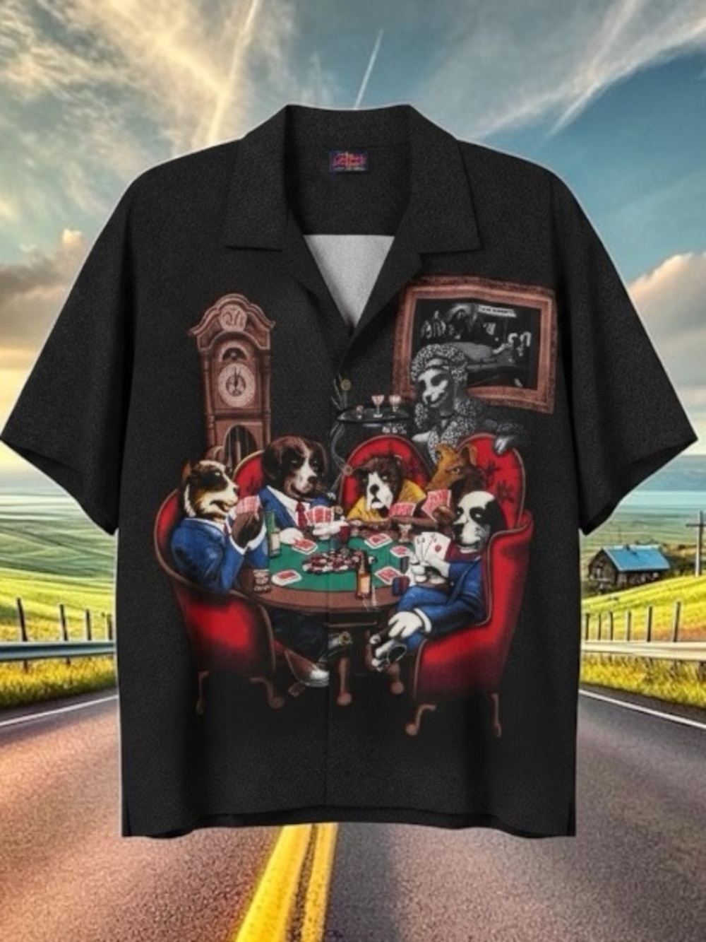 Big Dogs "Dogs vintage Playing Poker" button-up shirt